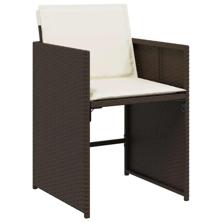 Ensemble à manger de jardin avec coussins 13 pcs marron rotin - 3