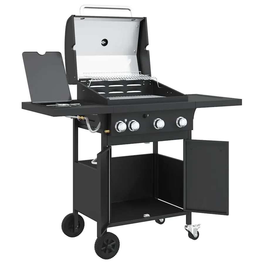 Barbecue gril à gaz avec 4 brûleurs noir acier enduit de poudre - 6