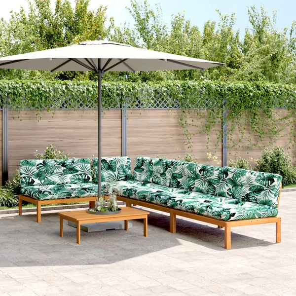Salon palette de jardin avec coussins 5pcs bois d'acacia massif