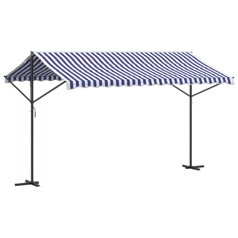 Auvent autoportant bleu et blanc 400x300 cm tissu et acier - 2