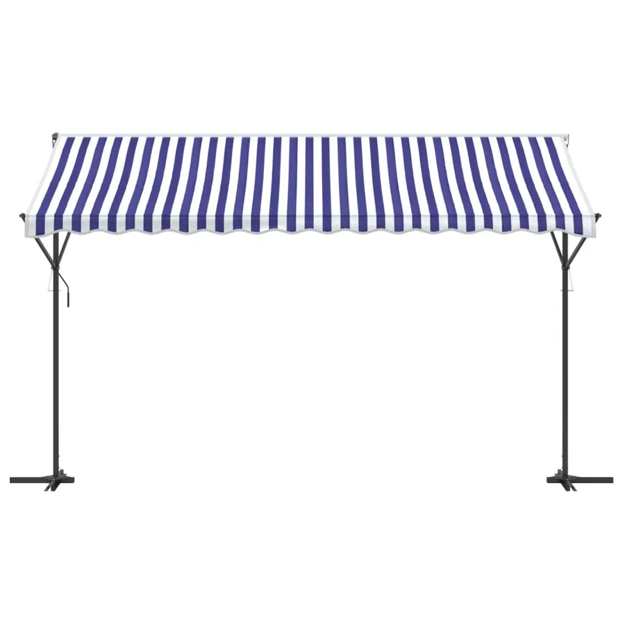 Auvent autoportant bleu et blanc 400x300 cm tissu et acier - 3