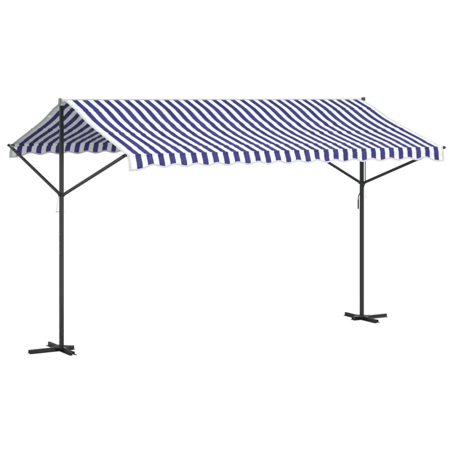 Auvent autoportant bleu et blanc 400x300 cm tissu et acier - 5