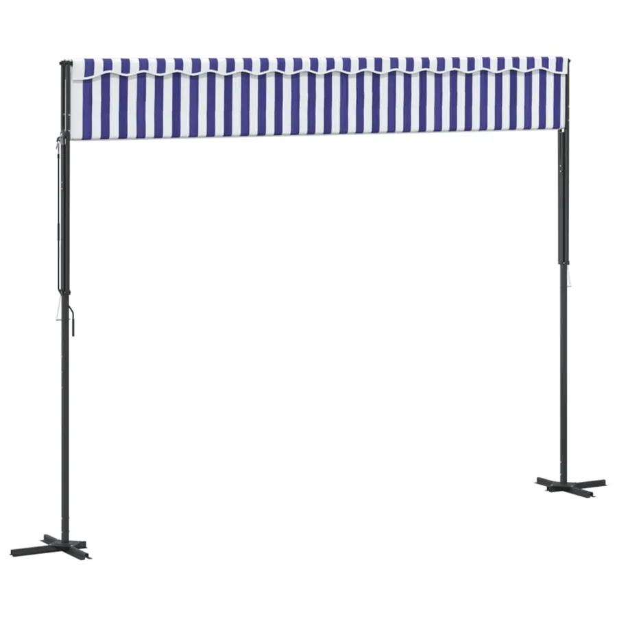 Auvent autoportant bleu et blanc 400x300 cm tissu et acier - 6