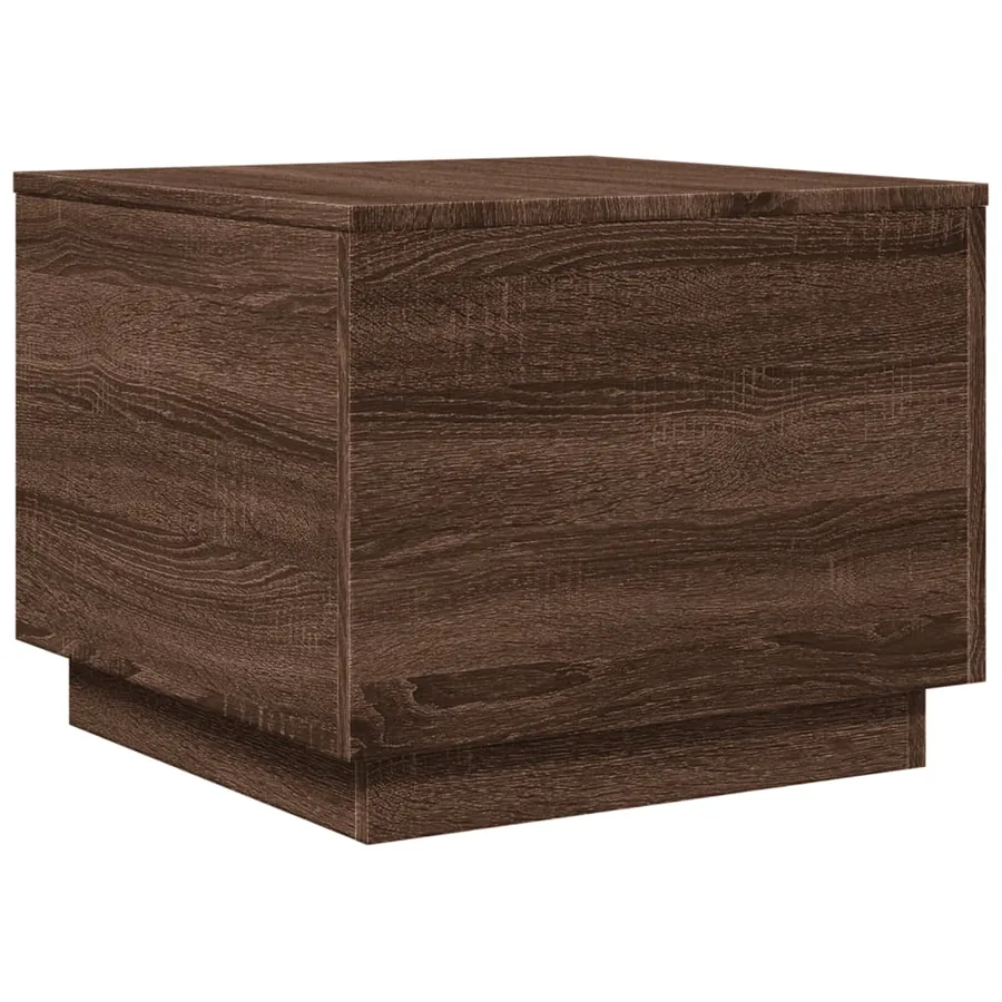 Table basse avec lumières LED chêne marron 50x50x40 cm - 3