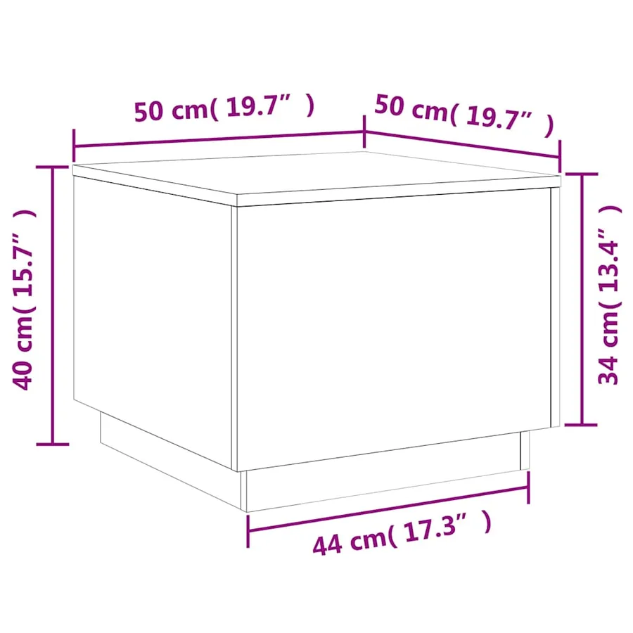 Table basse avec lumières LED noir 50x50x40 cm - 15