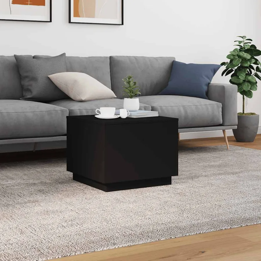 Table basse avec lumières LED noir 50x50x40 cm - 4