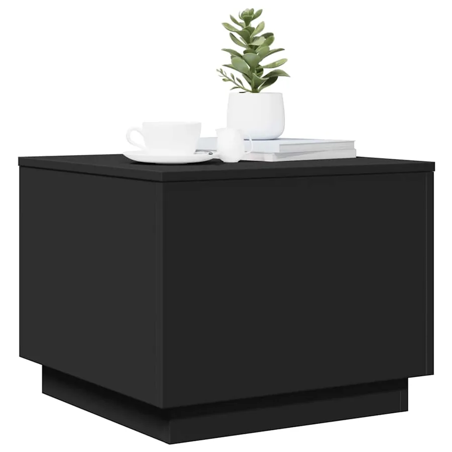 Table basse avec lumières LED noir 50x50x40 cm - 6