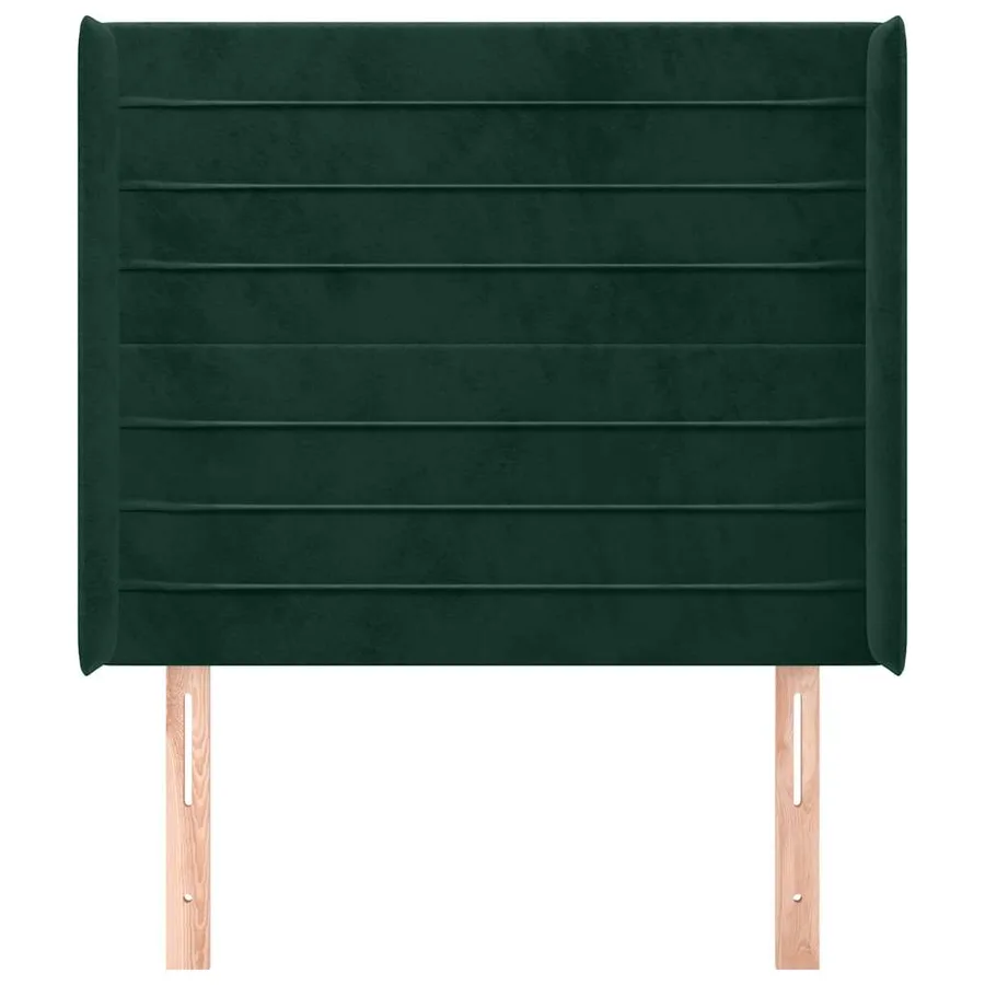 Tête de lit avec oreilles Vert foncé 83x16x118/128 cm Velours - 3