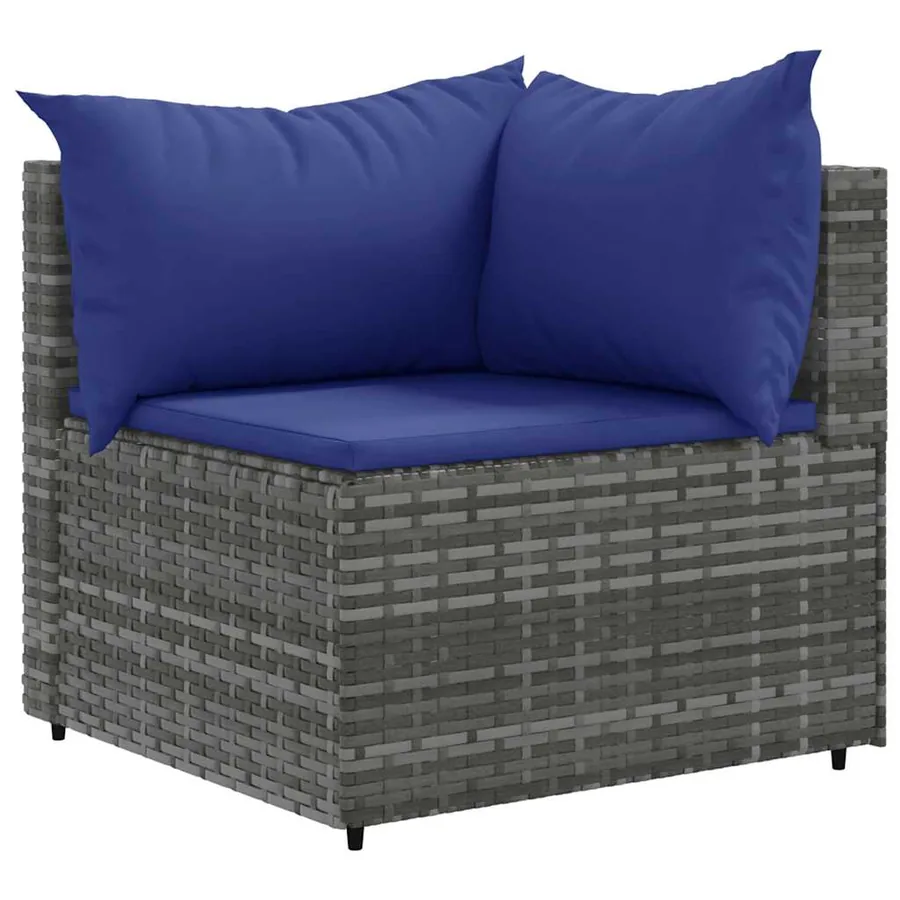 Salon de jardin 5 pcs avec coussins Gris Résine tressée - 3