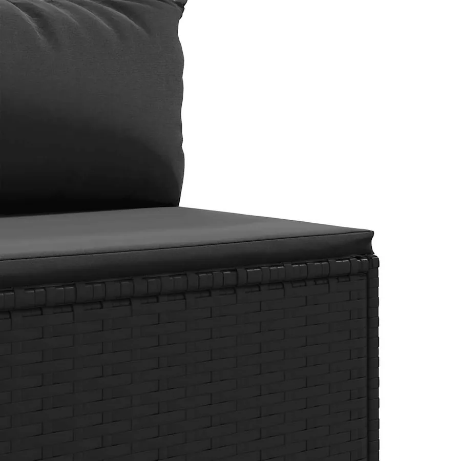 Salon de jardin 6 pcs avec coussins Noir Résine tressée - 5