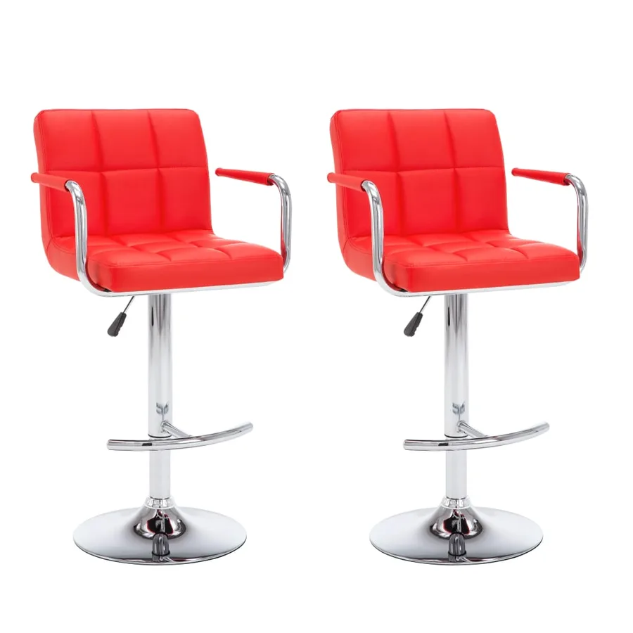 Tabourets de bar lot de 2 rouge similicuir - 2