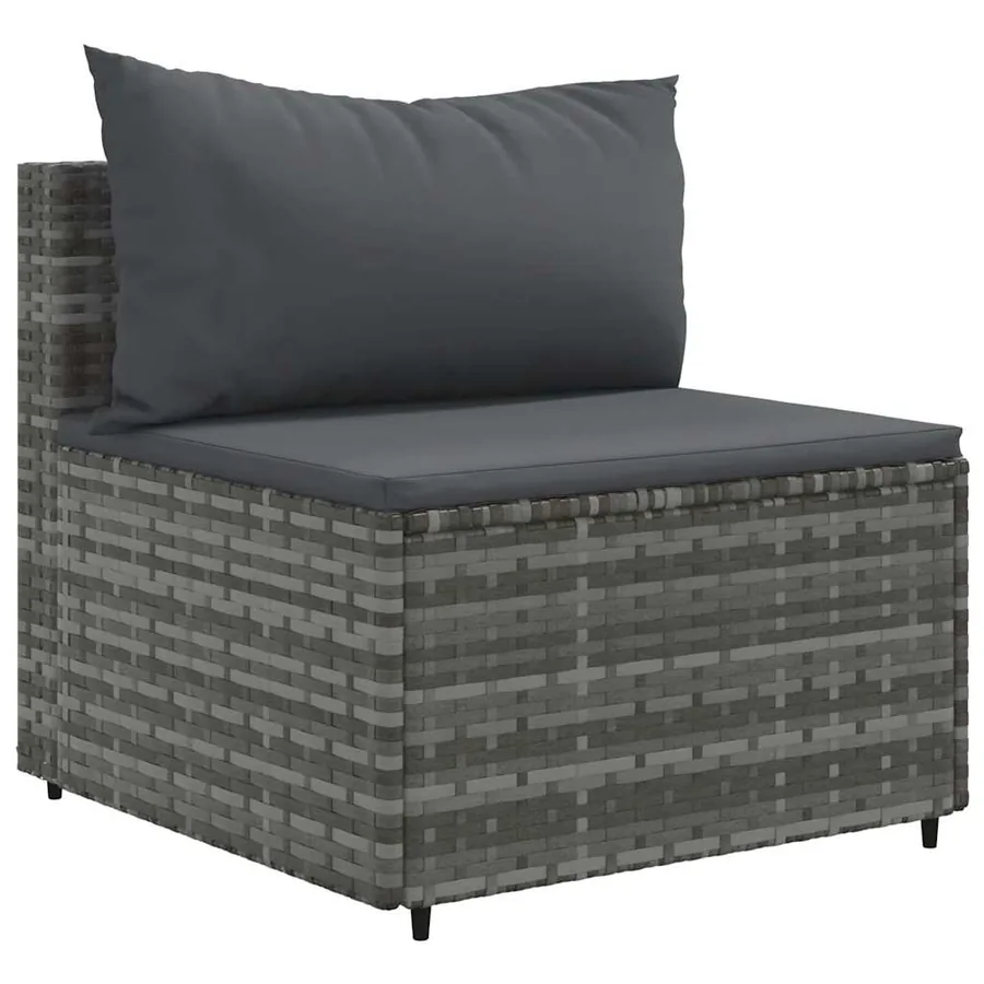 Salon de jardin 6 pcs avec coussins Gris Résine tressée - 4
