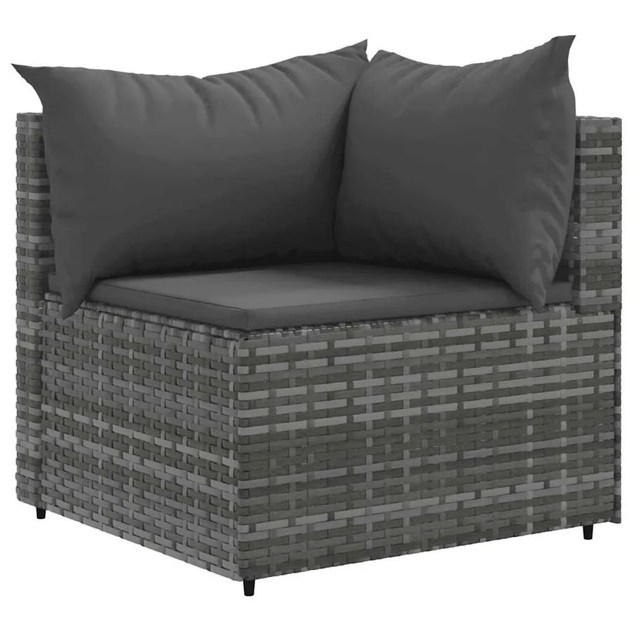 Salon de jardin 7 pcs avec coussins Gris Résine tressée - 3