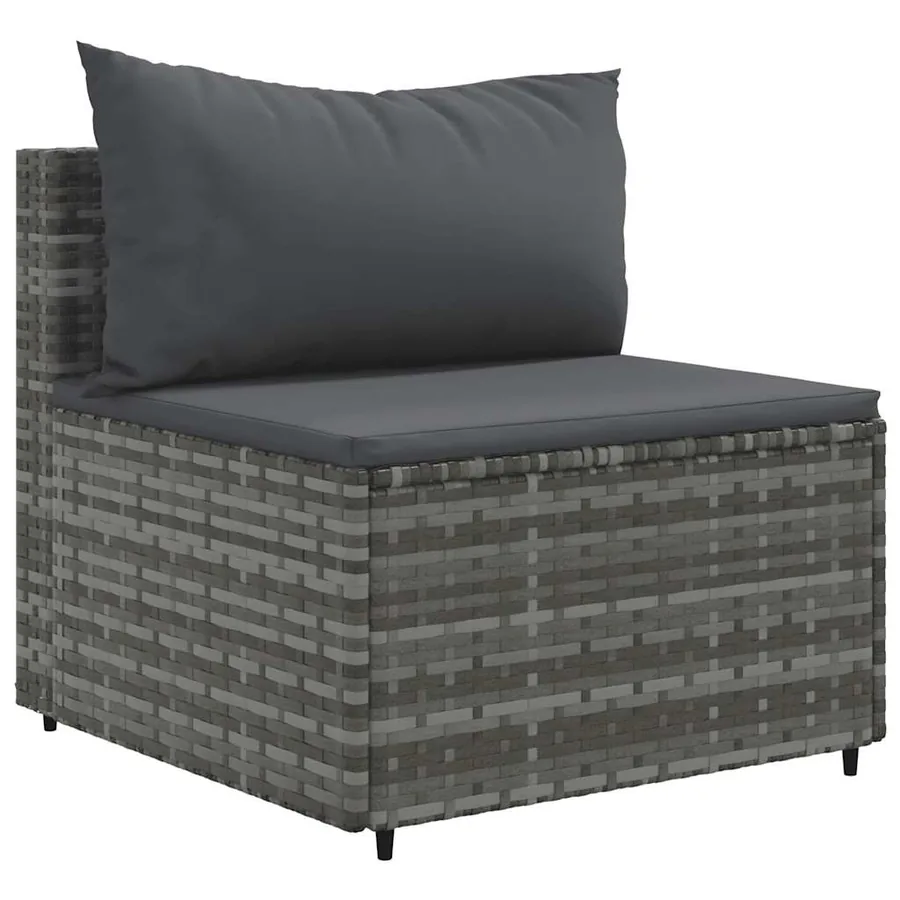 Salon de jardin 7 pcs avec coussins Gris Résine tressée - 4