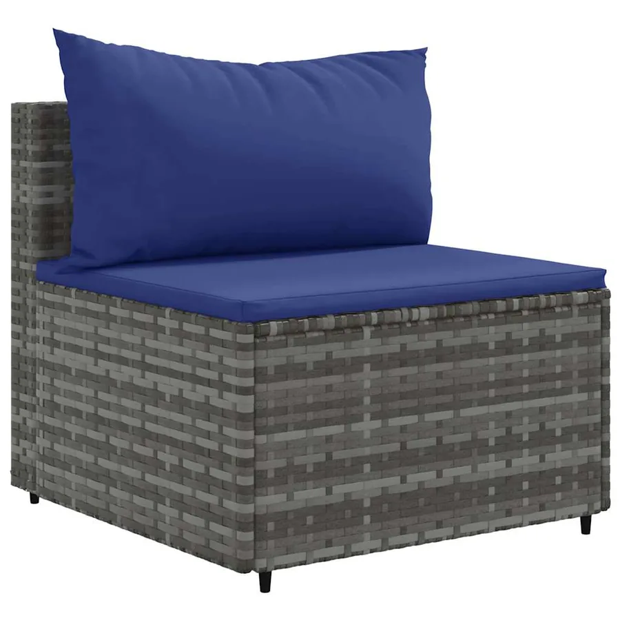 Salon de jardin 8 pcs avec coussins Gris Résine tressée - 4