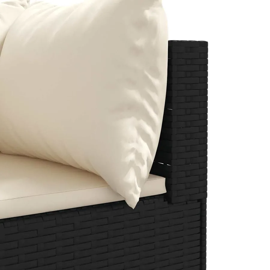 Salon de jardin 6 pcs avec coussins Noir Résine tressée - 7