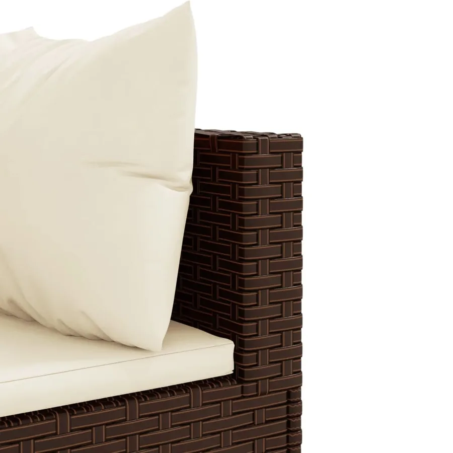 Salon de jardin 10 pcs avec coussins marron résine tressée - 5