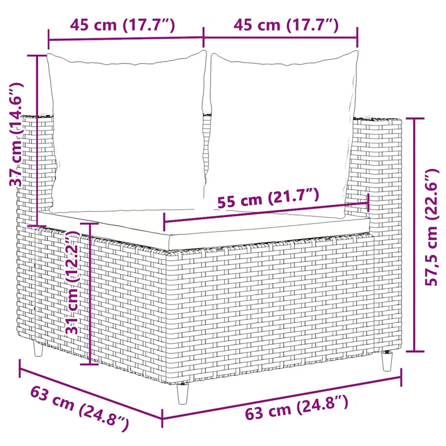Salon de jardin avec coussins 10 pcs gris résine tressée - 11