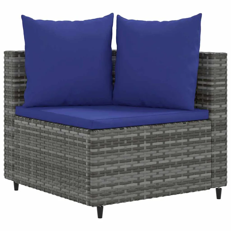 Salon de jardin 8 pcs avec coussins gris résine tressée - 3