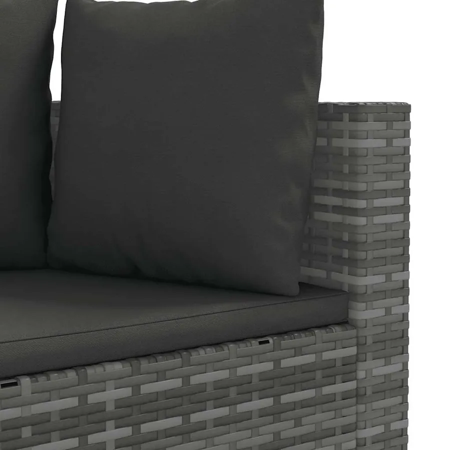 Salon de jardin 5 pcs avec coussins gris résine tressée - 6
