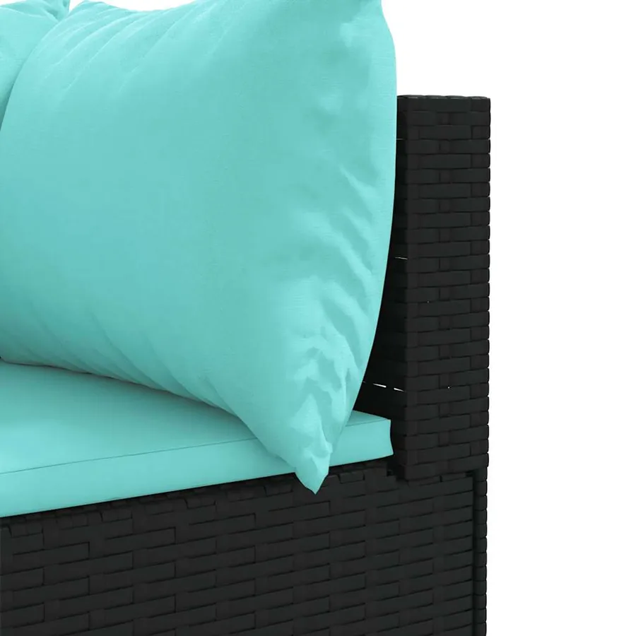 Salon de jardin 9 pcs avec coussins Noir Résine tressée - 6