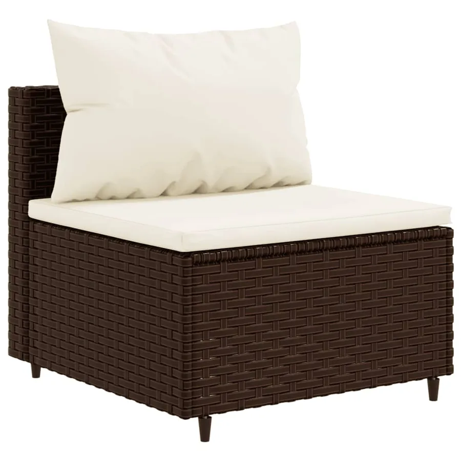 Salon de jardin 11 pcs avec coussins marron résine tressée - 4