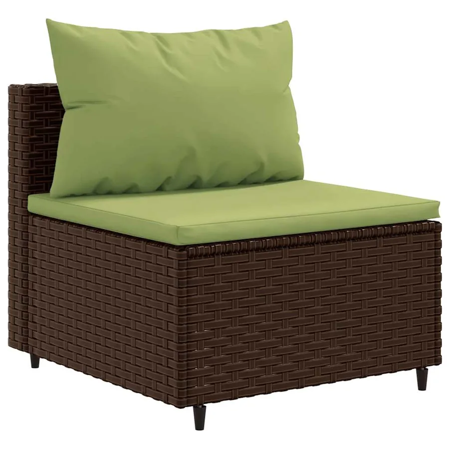 Salon de jardin 4 pcs avec coussins marron résine tressée - 4