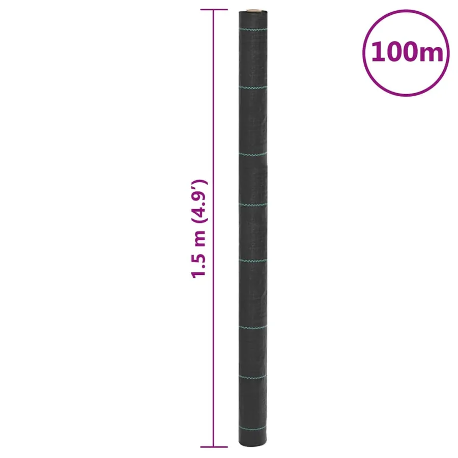 Membrane anti-mauvaises herbes noir 1,5x100 m PP - 8