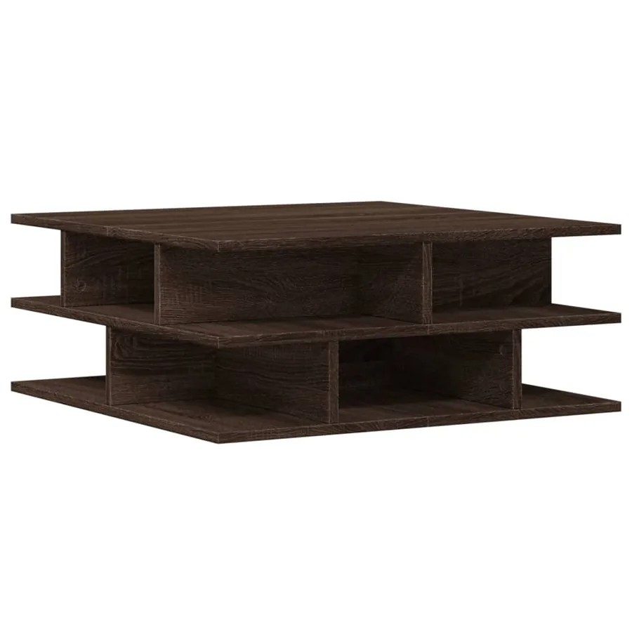 Table basse chêne marron 70x70x29 cm bois d'ingénierie - 2