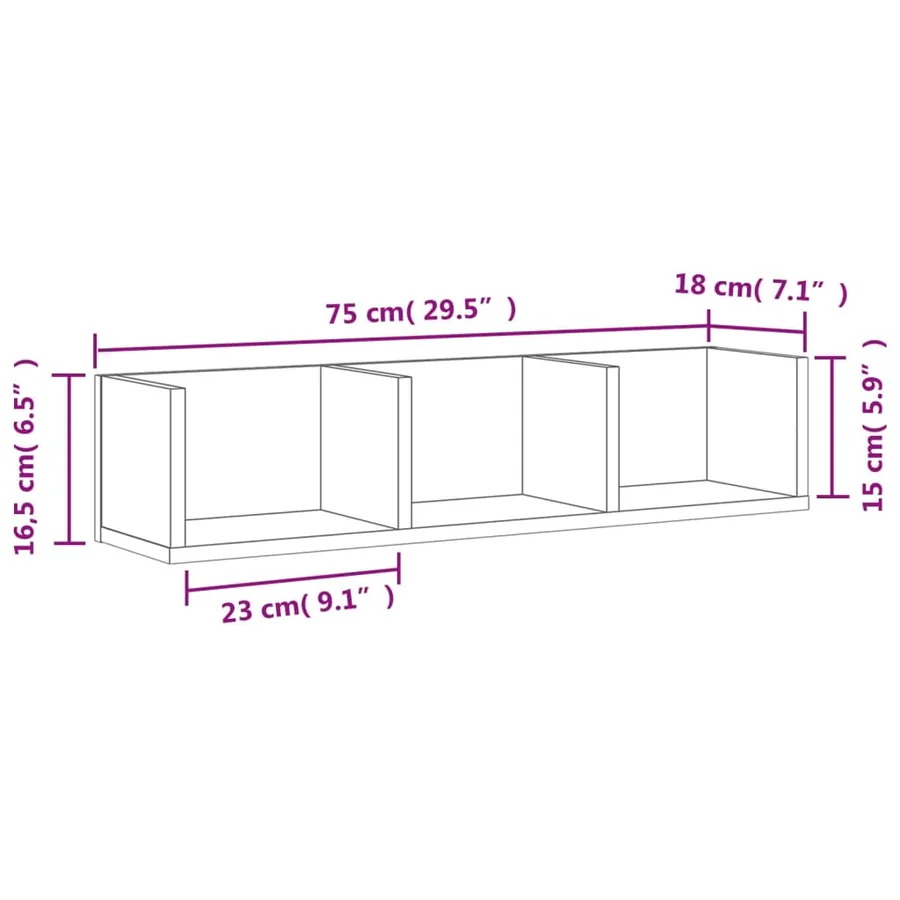 Armoires murales 2pcs chêne marron 75x18x16,5cm bois ingénierie - 11