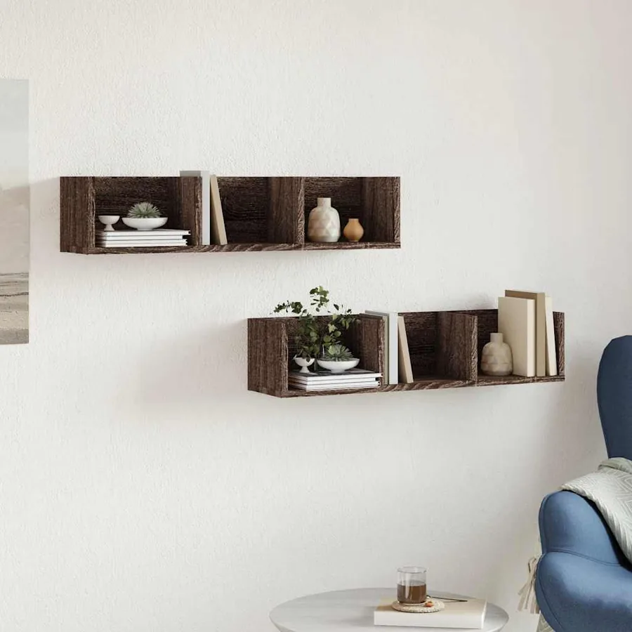 Armoires murales 2pcs chêne marron 75x18x16,5cm bois ingénierie - 3