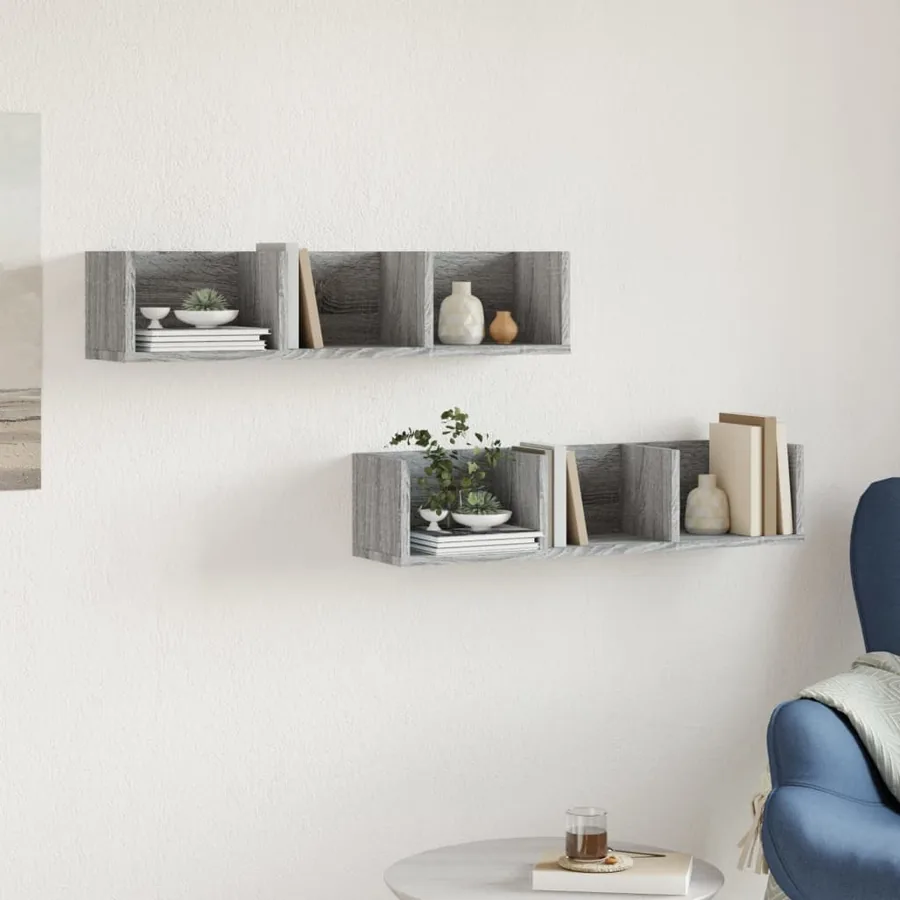 Armoires murales 2pcs sonoma gris 75x18x16,5 cm bois ingénierie - 3