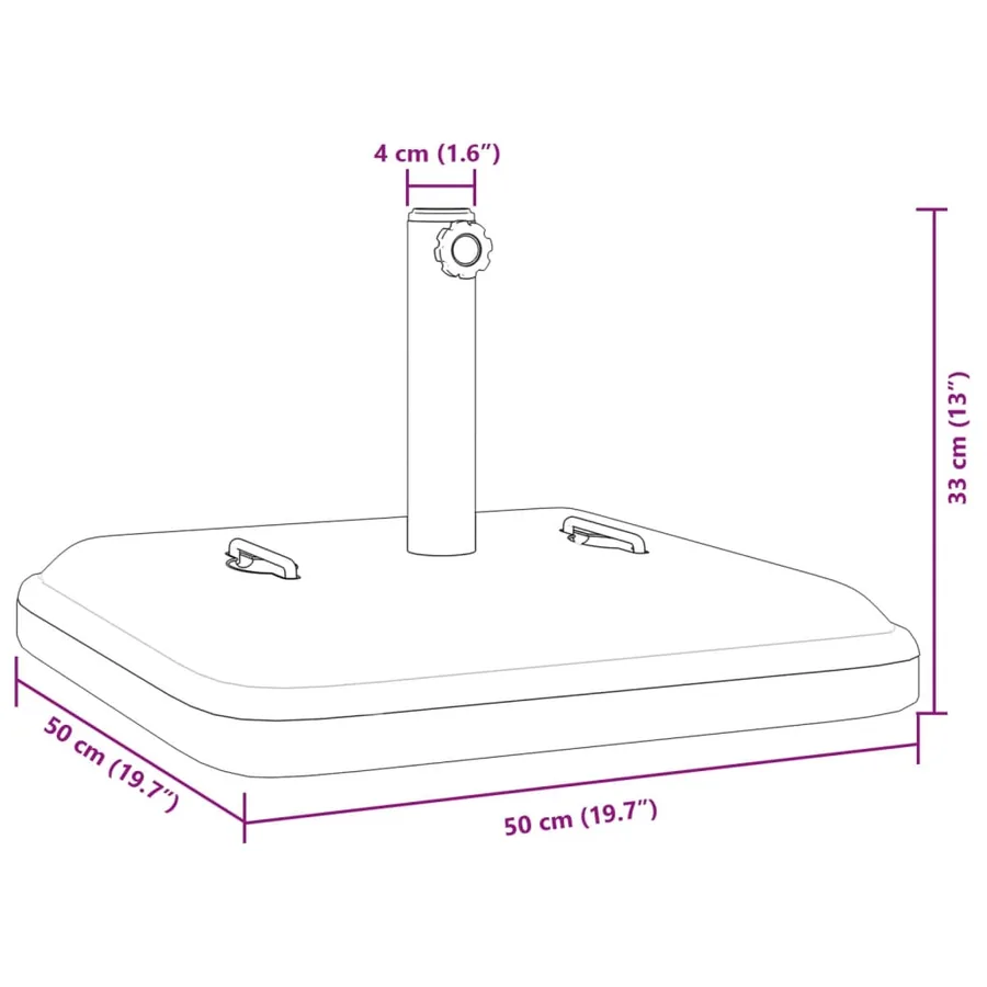 Base de parasol avec poignées pour mâts Ø38 / 48 mm 27 kg carré - 9