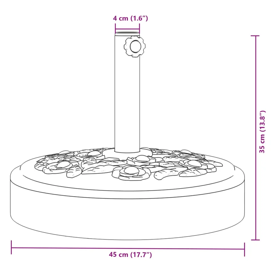 Base de parasol pour mâts Ø38 / 48 mm 25 kg rond - 8