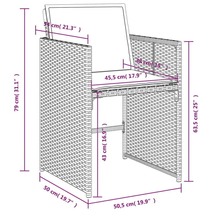Ensemble à manger de jardin coussins 5pcs Noir Résine tressée - 10