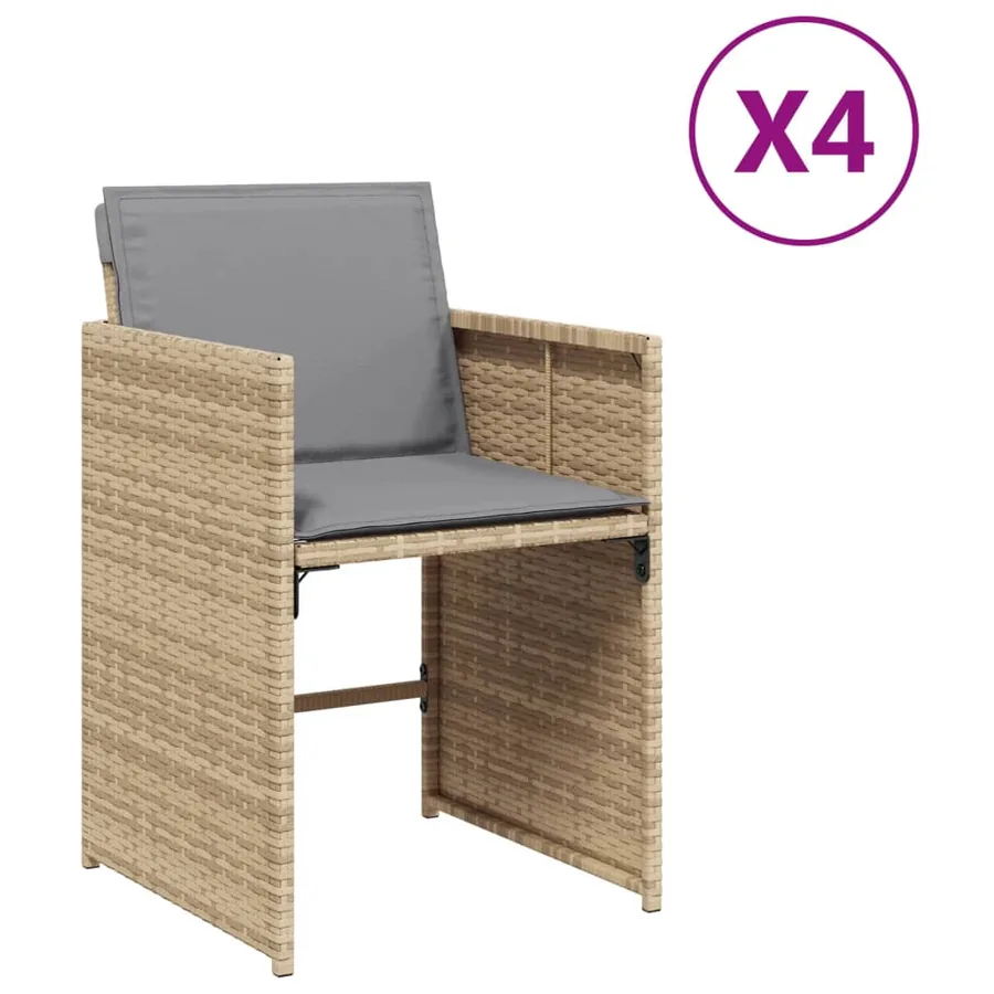 Chaises de jardin avec coussins lot de 4 mélange beige - 2