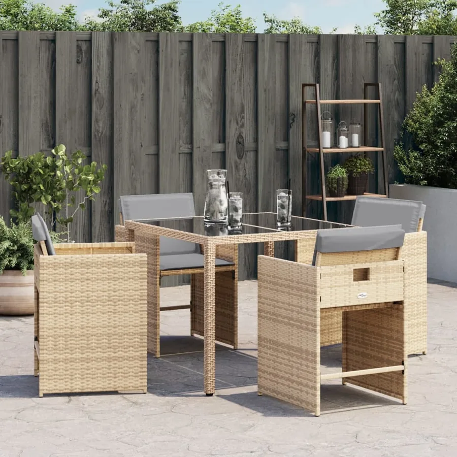 Chaises de jardin avec coussins lot de 4 mélange beige - 4