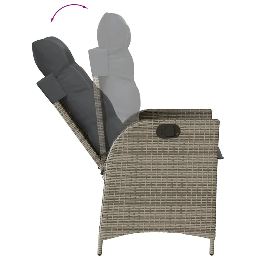 Ensemble à manger de jardin 9 pcs coussins gris résine tressée - 4