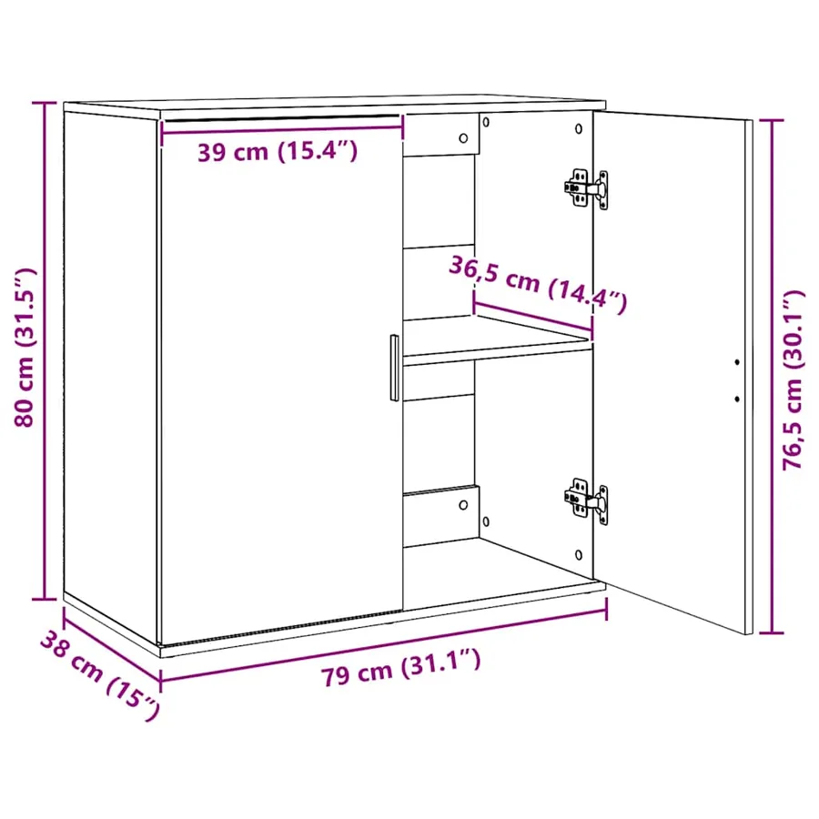 Buffet blanc 79x38x80 cm bois d’ingénierie - 11