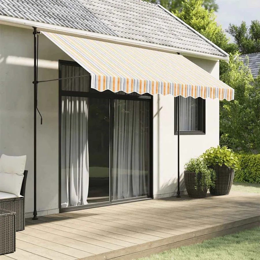 Tissu de remplacement pour auvent orange et bleu 3x2,5 m polyester