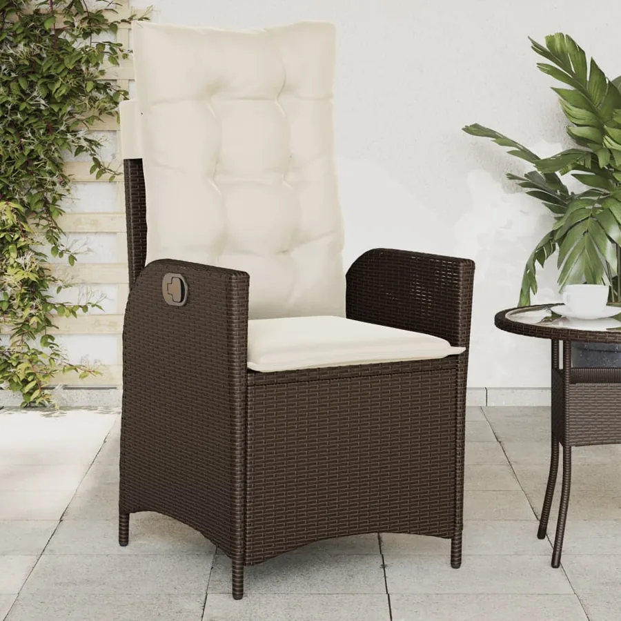 Chaises inclinables de jardin lot de 2 et coussins marron rotin - 3