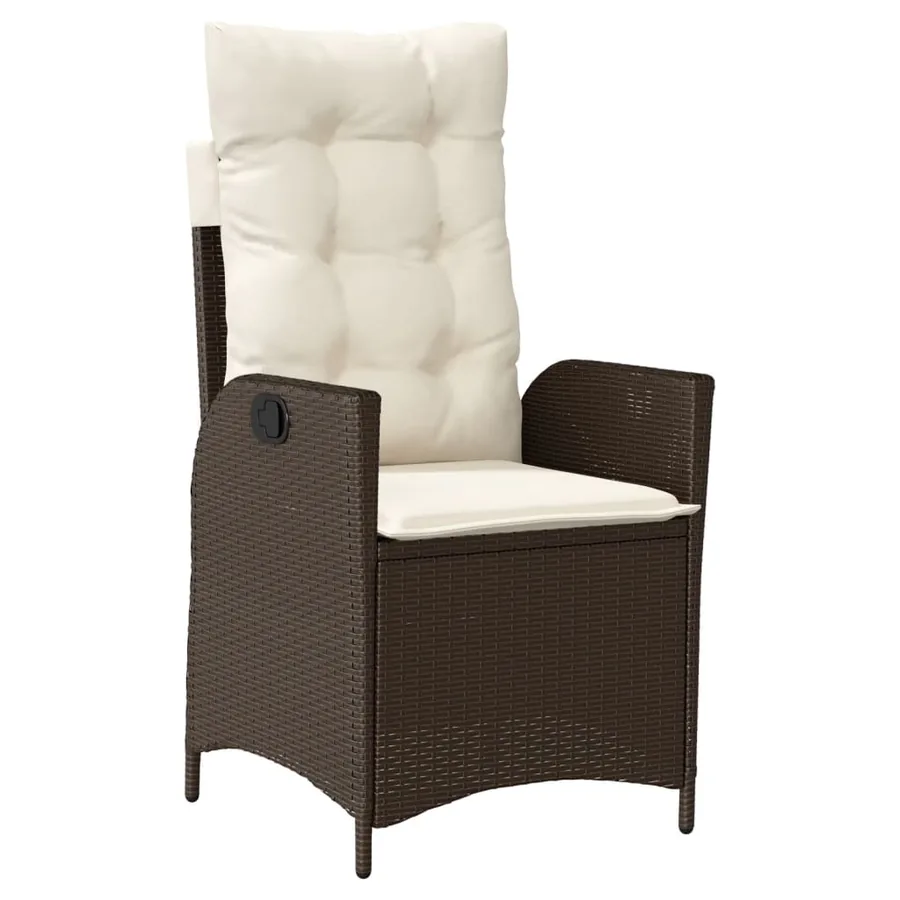 Chaises inclinables de jardin lot de 2 et coussins marron rotin - 4