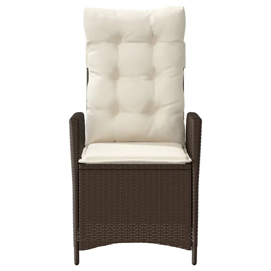 Chaises inclinables de jardin lot de 2 et coussins marron rotin - 5