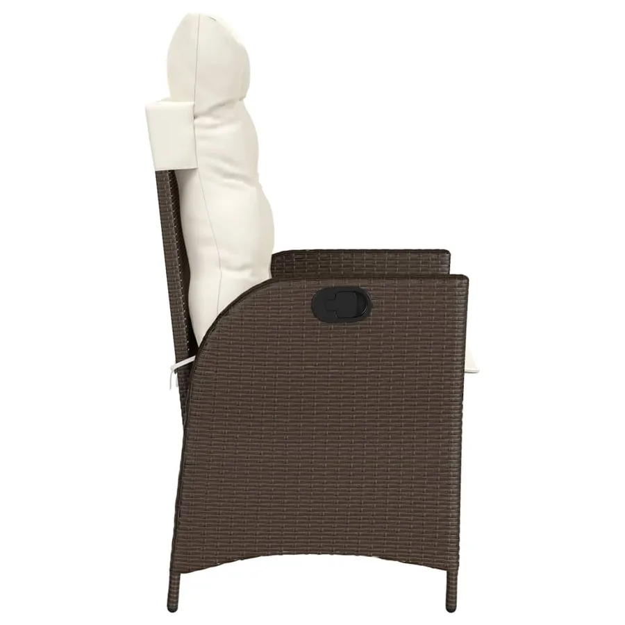 Chaises inclinables de jardin lot de 2 et coussins marron rotin - 6