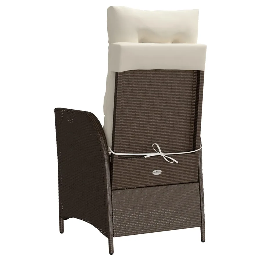 Chaises inclinables de jardin lot de 2 et coussins marron rotin - 7