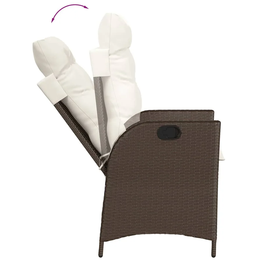 Chaises inclinables de jardin lot de 2 et coussins marron rotin - 8