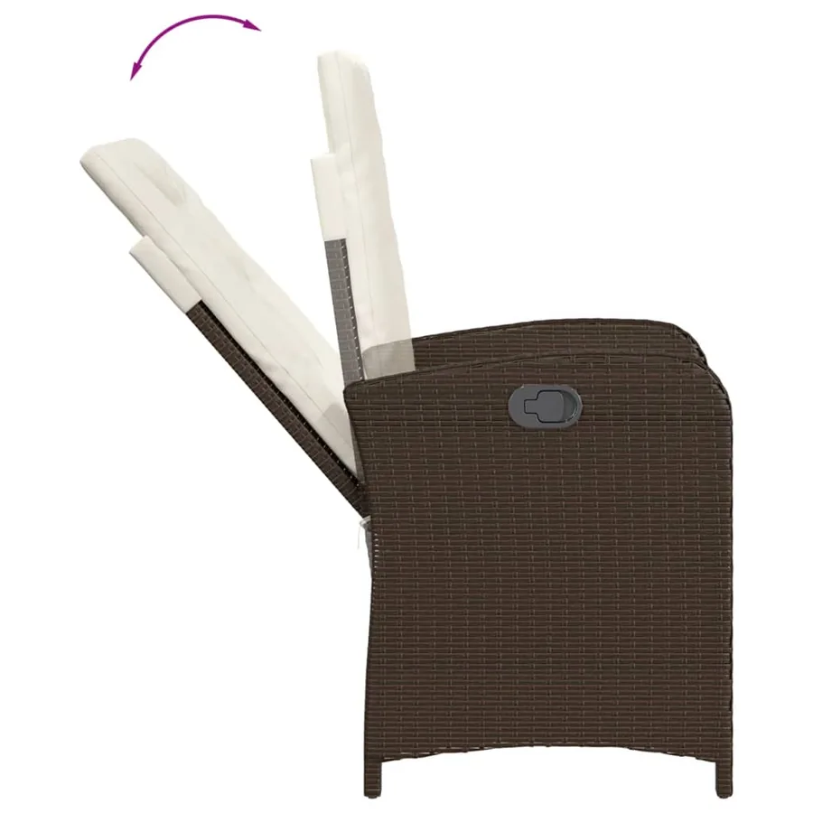 Ensemble à manger de jardin et coussins 7 pcs marron rotin - 4