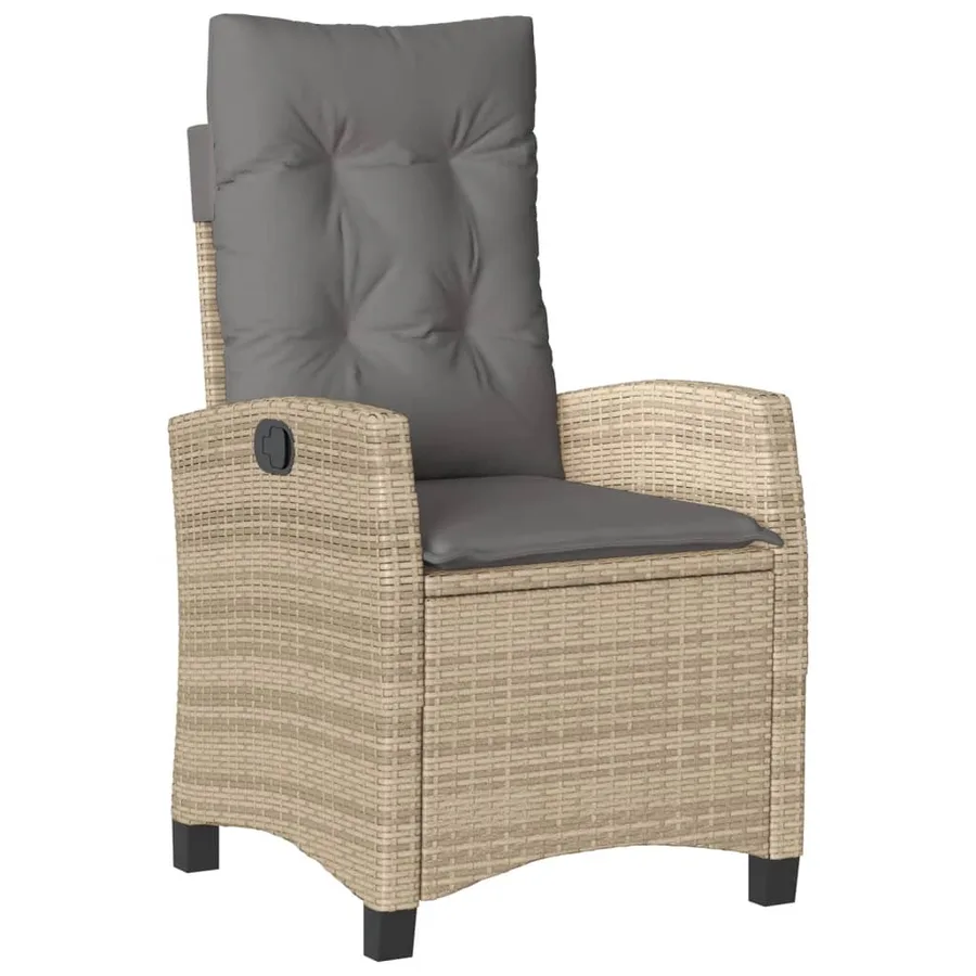 Ensemble à manger de jardin et coussins 3 pcs Beige poly rotin - 3