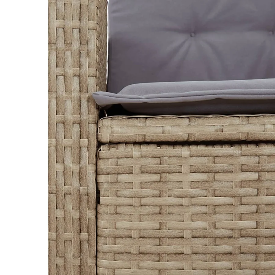 Ensemble à manger de jardin et coussins 3 pcs Beige poly rotin - 6