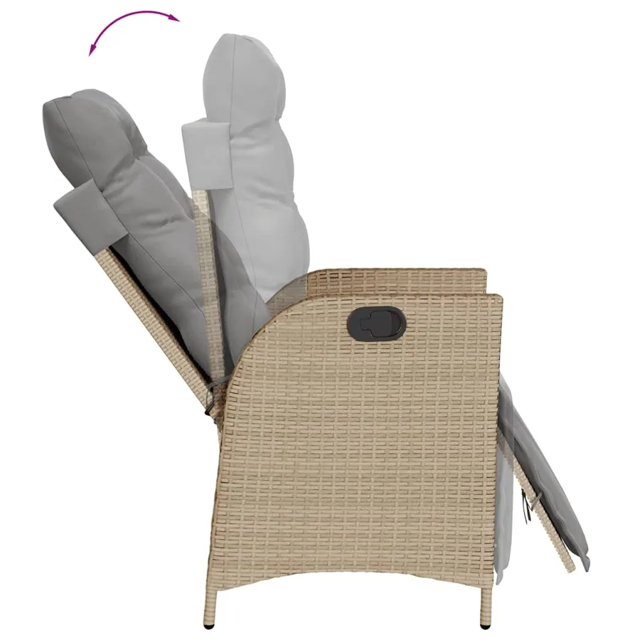 Ensemble à manger de jardin coussins 7 pcs mélange beige rotin - 5